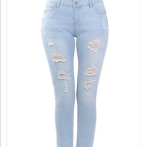 Wax Jeans Lightwash Ripped Skinny Jeans